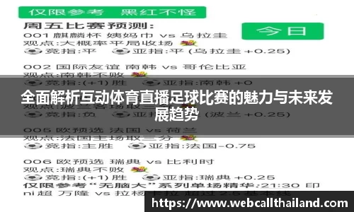 全面解析互动体育直播足球比赛的魅力与未来发展趋势